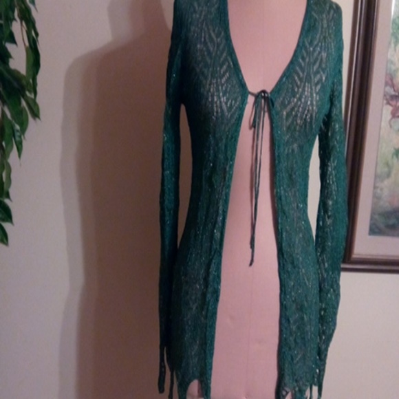 Designer Mariella Burani green shimmer lace top NWT Designer Mariella Burani green shimmer lace top NWT